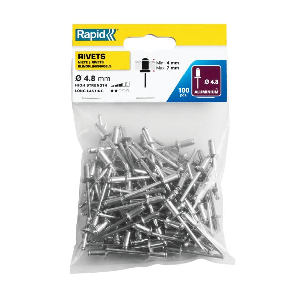 Nity aluminiowe 4.8*10mm, 100szt