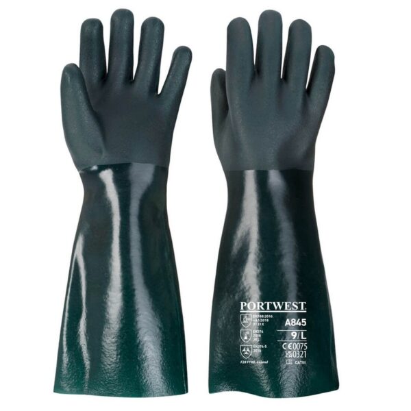 Rękawice gumowe dwuwarstwowe PCV 45cm, rozmiar XL