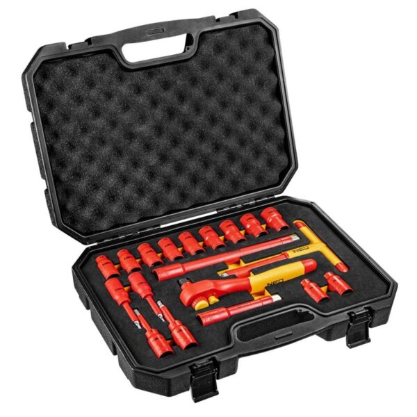 Zestaw kluczy nasadowych 1/2'', 1000V,  19 sztuk