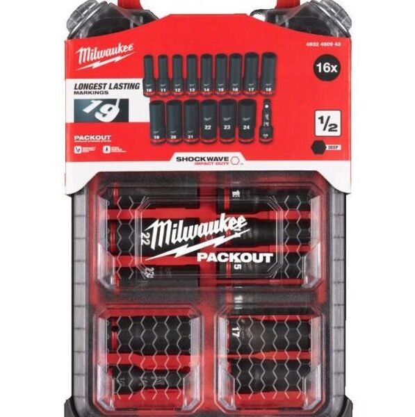 Zestaw nasadek udarowych 1/2'' 16 EL. packout