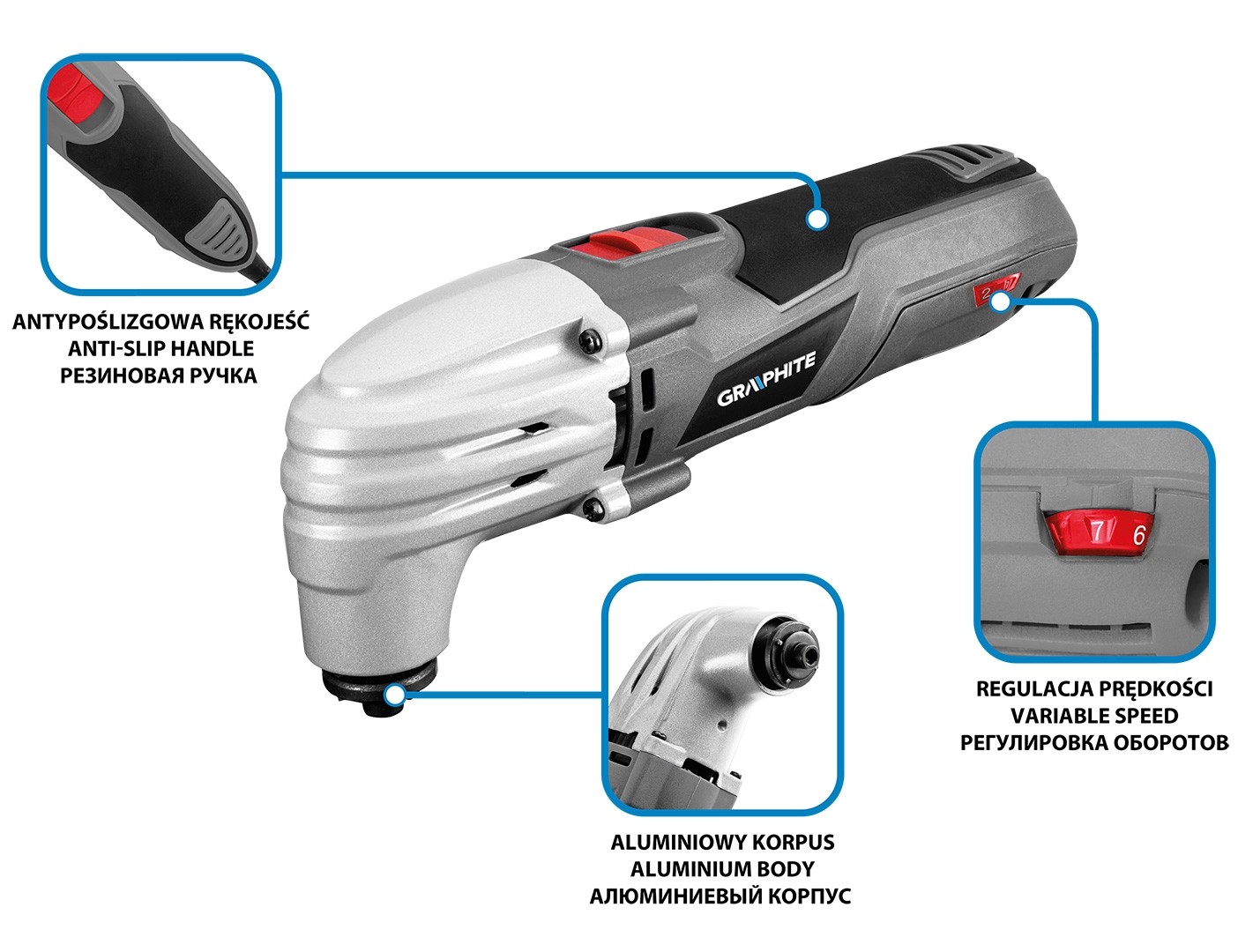 Urządzenie wielofunkcyjne 250W, ilość oscylacji 15000-21000