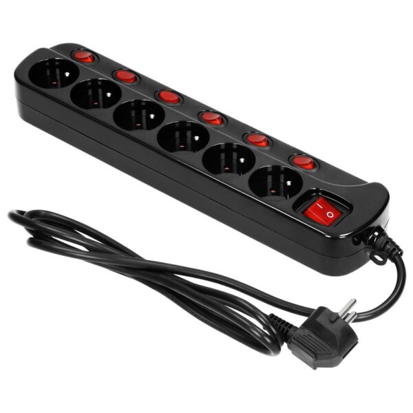 Listwa zasilająca 'multiswitch', 6X2P+Z, kabel 3X1,0M czarny