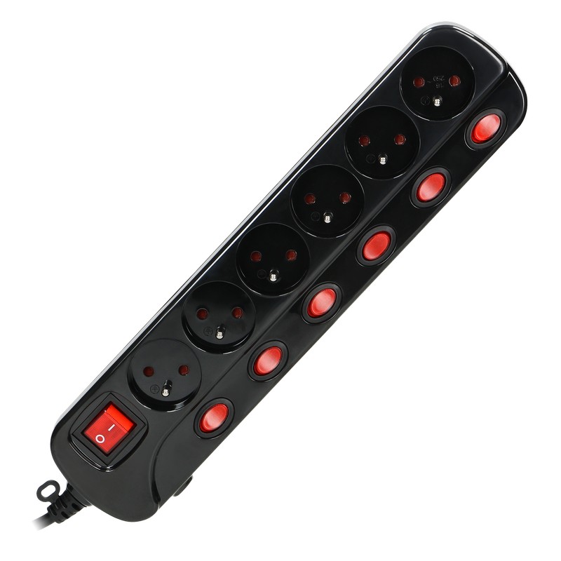 Listwa zasilająca 'multiswitch', 6X2P+Z, kabel 3X1,0M czarny