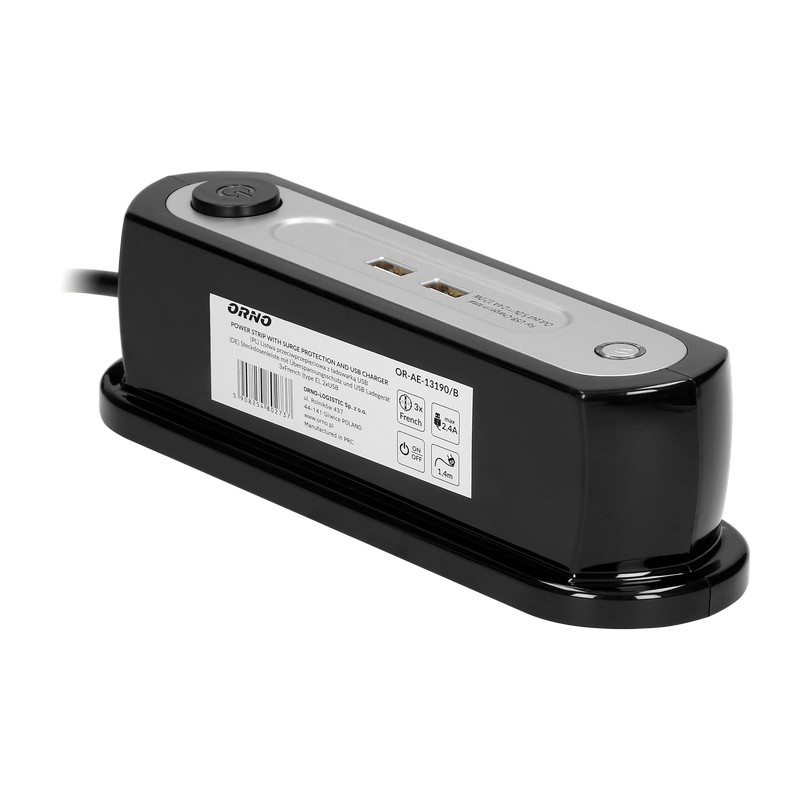 Przedłużacz biurkowy z wyłącznikiem 3X2P+Z, 2XUSB 1,4M