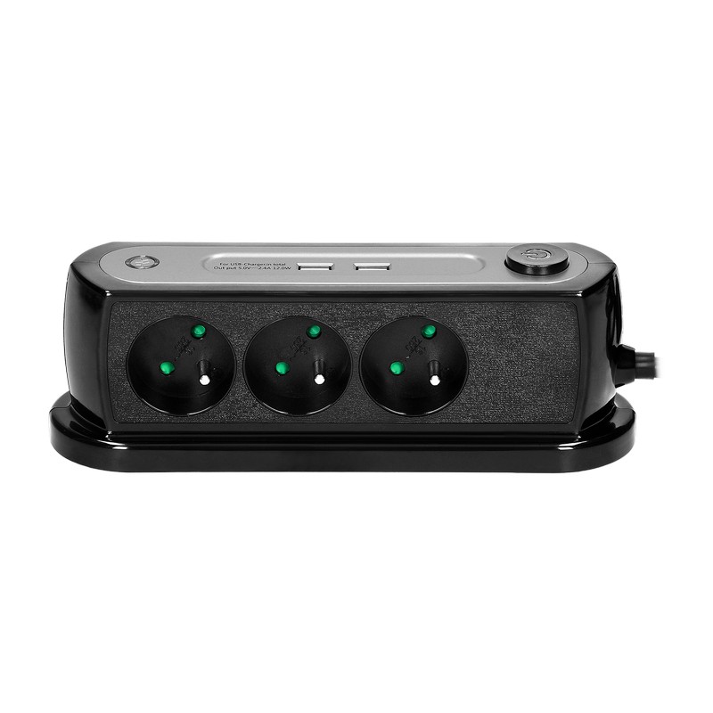 Przedłużacz biurkowy z wyłącznikiem 3X2P+Z, 2XUSB 1,4M