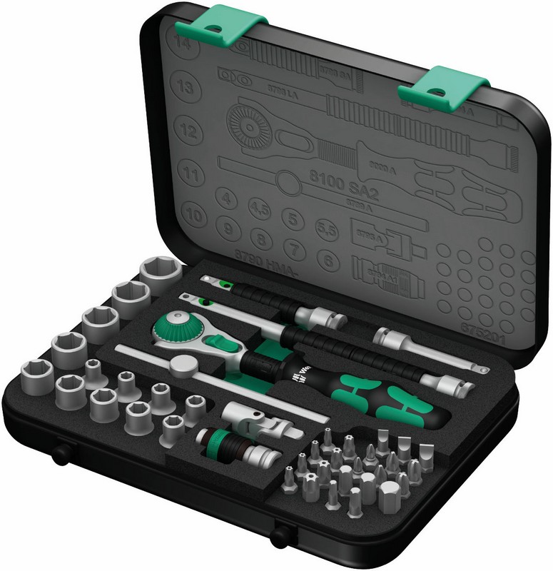 Grzechotka zyklop speed 1/4'' w zestawie METRYCZNYM,42 część
