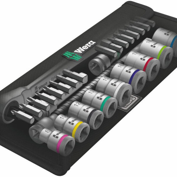 Zestaw kluczy nasadowych 3/8''ZYKLOP metal,+grzechotka 29CZ.