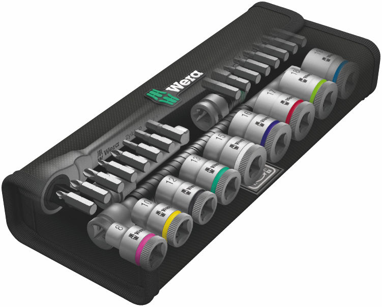 Zestaw kluczy nasadowych 3/8''ZYKLOP metal,+grzechotka 29CZ.