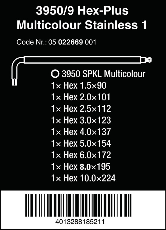 Zestaw kluczy imbusowych trzpieniowych HEX plus 9szt