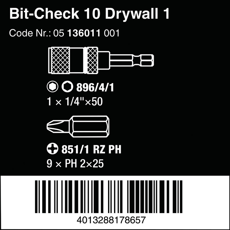 Zestaw bitów bit-check 10 drywall 1 10 część