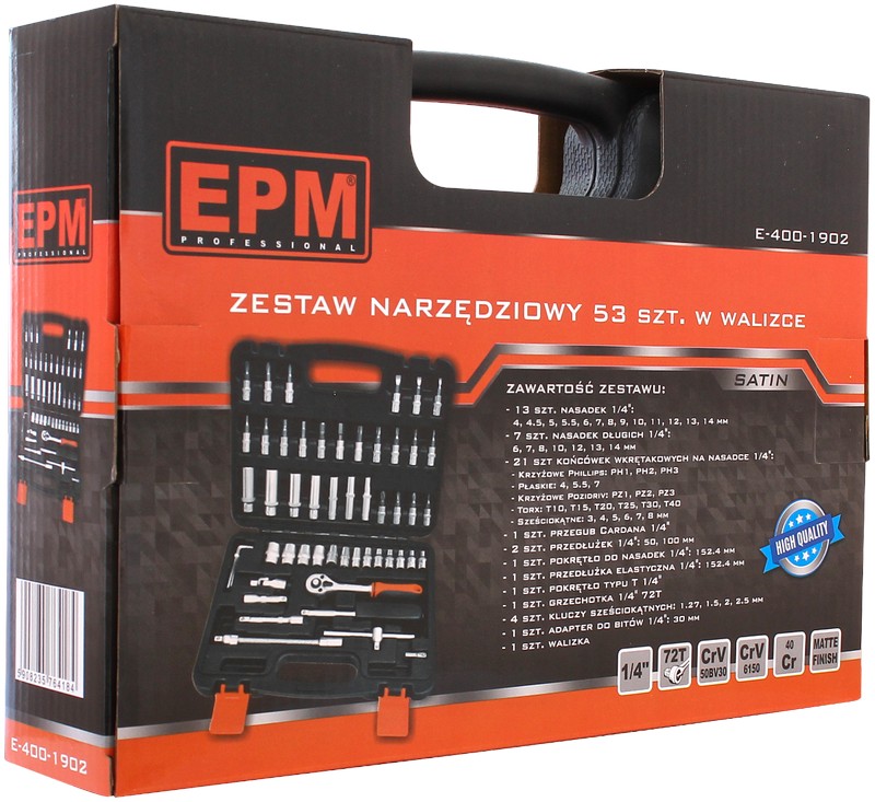 Zestaw narzedziowy 1/4'' 52 sztuki