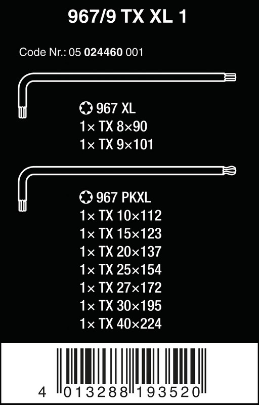 Zestaw kluczy trzpieniowych torx, długich, 9CZĘŚĆ