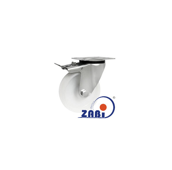 Koło z tworzywa 125mm skrętne + hamulec 25MBH