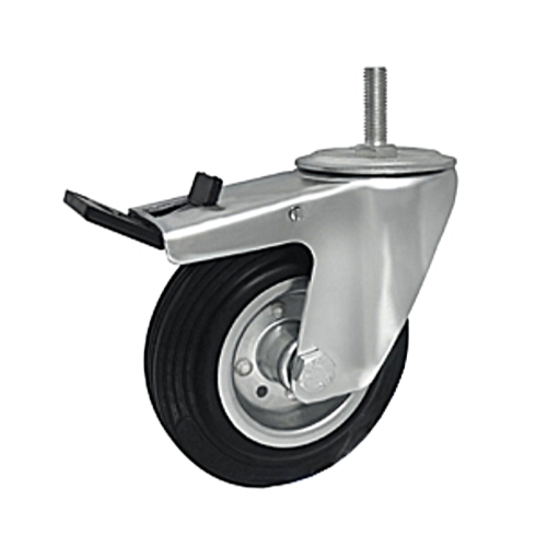 Koło metal-guma 125mm obudowa z trzpieniem+hamulec 26MH*M12