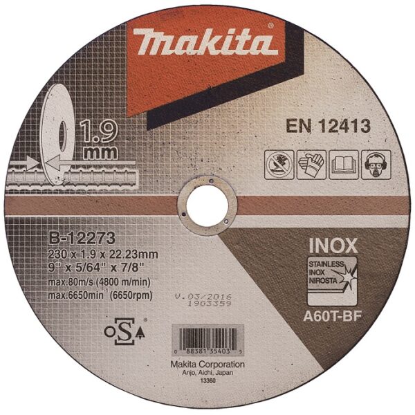 Tarcza tnąca cienka do metalu 230mm*1.9*22mm A60T
