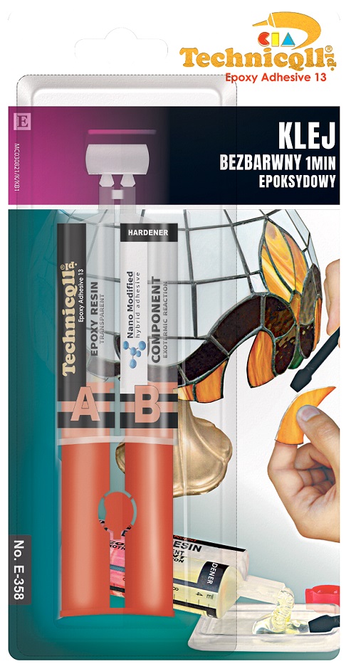 Klej epoksydowy bezbarwny 2*12ml 1MIN.