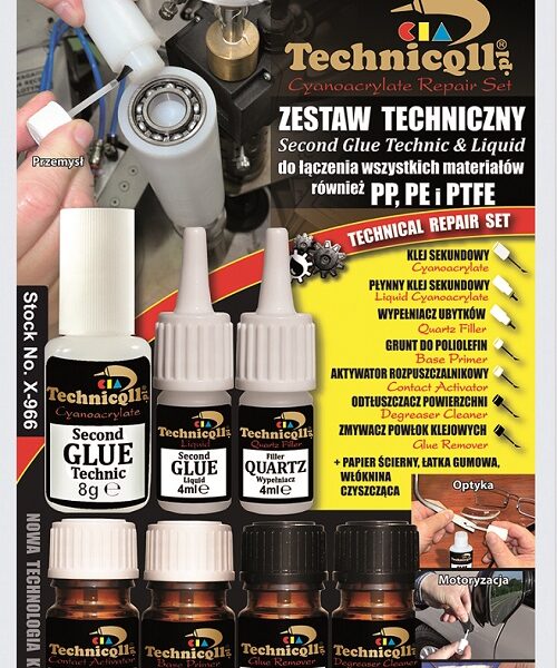 Zestaw techniczny do klejenia PE, PP, ptfe  6*4ml+8g