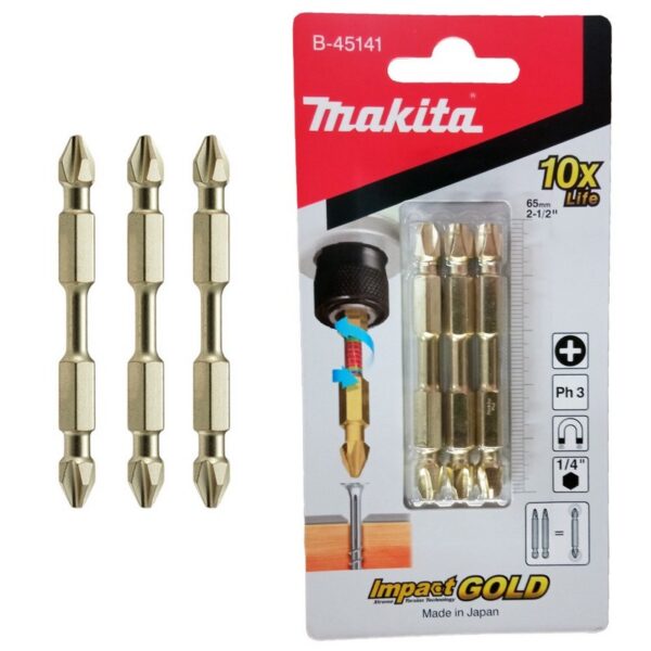 Podwójna końcówka magnetyczna do wkrętaka PH3-65mm 3 szt. IG