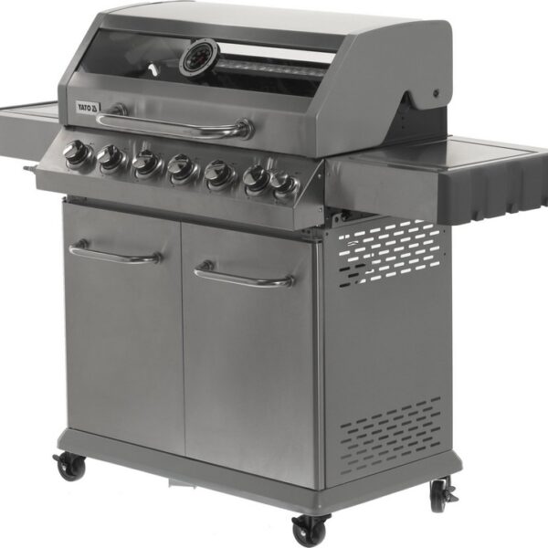 Grill gazowy 6+1 stal nierdzewna 20.5KW, z szybą