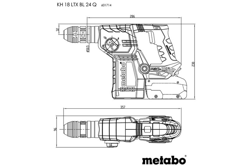 Młot udarowy obrotowy akumulatorowy KH 18 LTX BL 24 Q