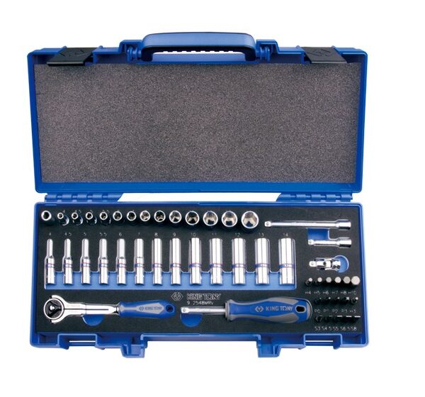 Komplet nasadek 1/4'' 48 sztuk grzechotka + akcesoria