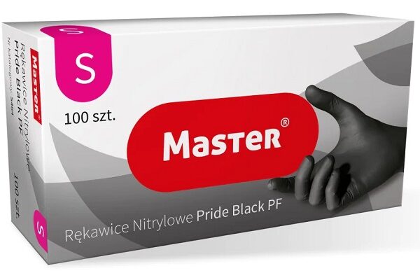 Rękawice nitrylowe czarne master pride rozmiar S