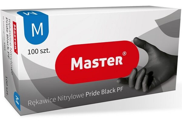 Rękawice nitrylowe czarne master pride rozmiar M