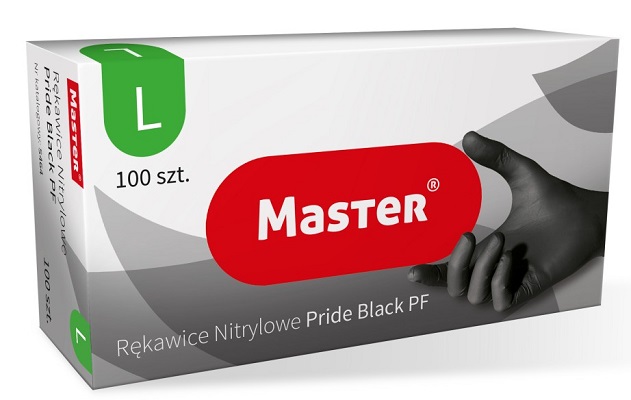 Rękawice nitrylowe czarne master pride rozmiar L