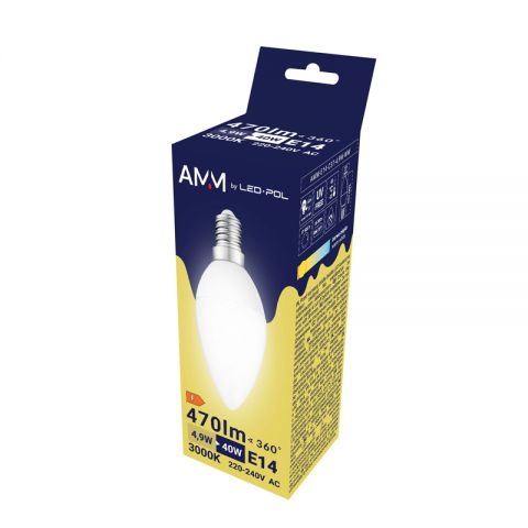 Żarówka E14 LED SMD WW 4.9W świecowa AMM