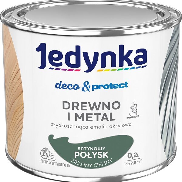 Jedynka deco&protect drewno i metal satyna zielony ciem 0,2L