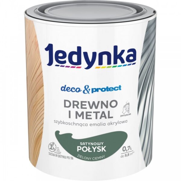 Jedynka deco&protect drewno i metal satyna zielony ciem 0,7L