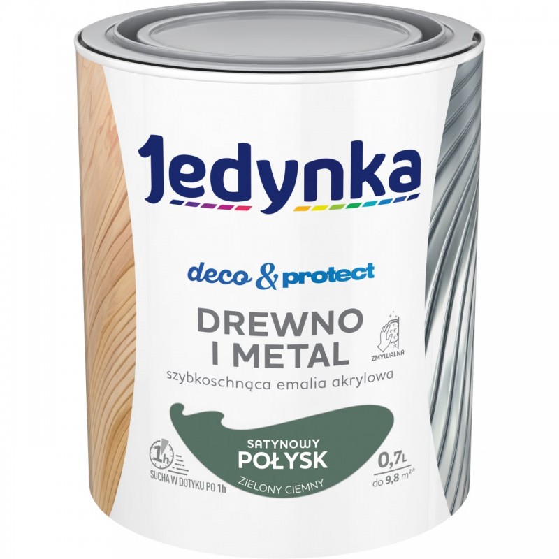 Jedynka deco&protect drewno i metal satyna zielony ciem 0,7L