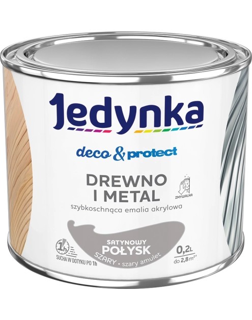 Jedynka deco&protect drewno i metal SAT szary 0,2L