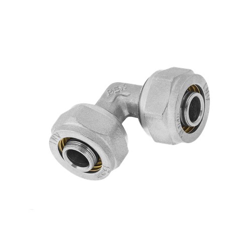 Kolano 90 pex/pex 16*16*2 wkładka aluminiowa silver