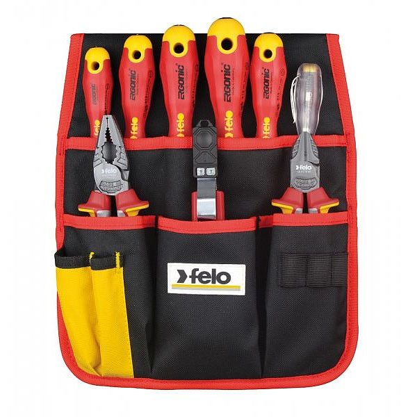 Zestaw narzędzi Felo ergonic VDE + kieszeń na PAS, 9szt