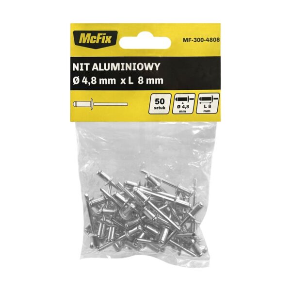 Nity aluminiowe OP-50szt 4.8*8mm