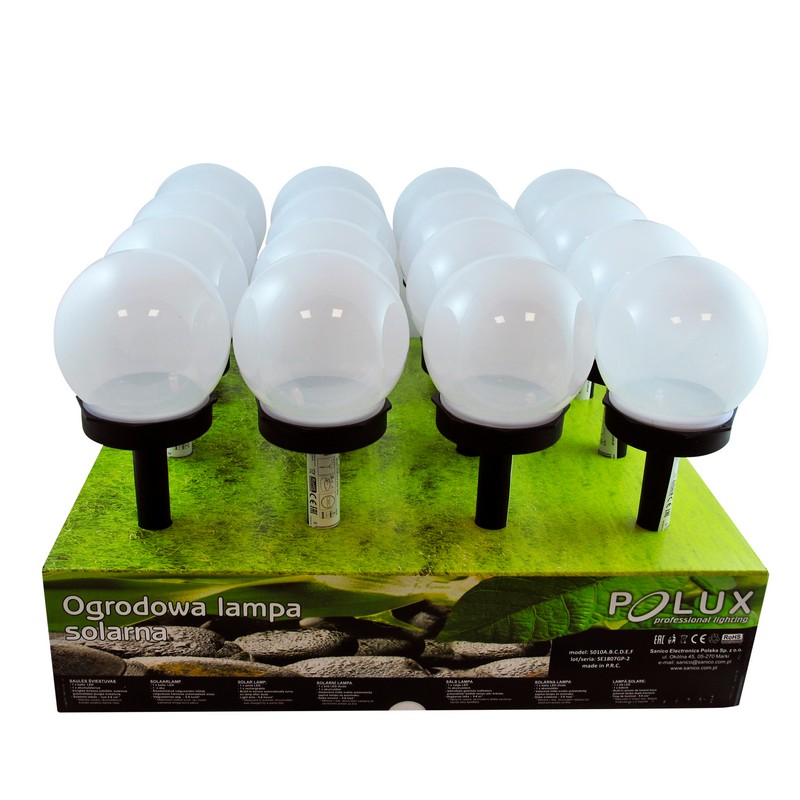 Lampa solarna 6500K LED kula biała plastik czarny