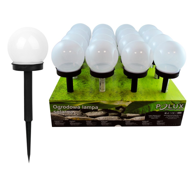 Lampa solarna 6500K LED kula biała plastik czarny