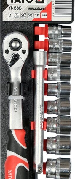 Komplet nasadek + acesoria  3/8'' 12 części
