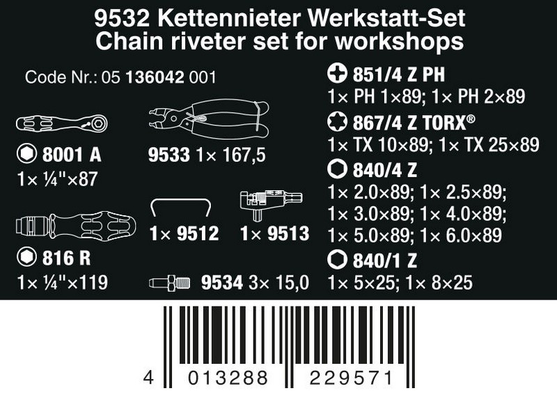 Zestaw kraftform kompakt 9532 z nitownicą do ŁAŃCUCHÓW,20CZ