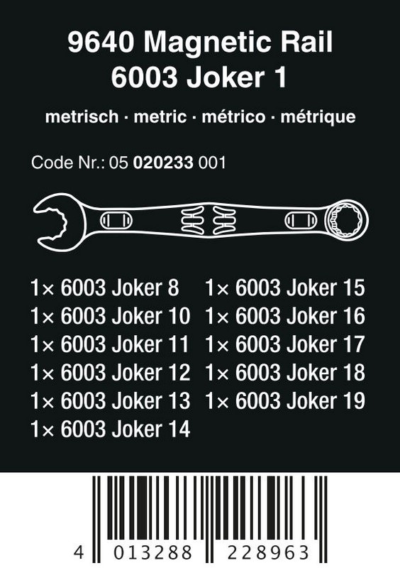Zestaw kluczy płas.-oczk. z grzech. 6003 joker 1+LISTA magn.