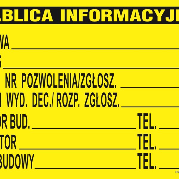 Tablica informacyjna budowlana 690*460mm