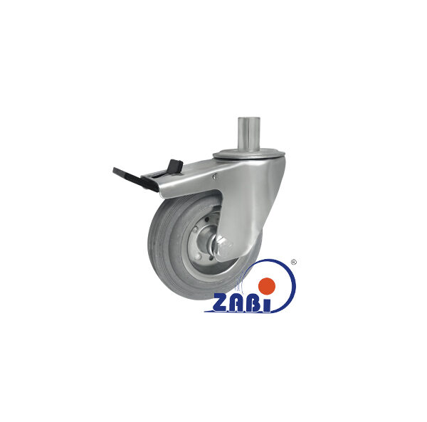 Koło metal-guma 125mm obudowa z trzpieniem+hamulec 26MSH*24