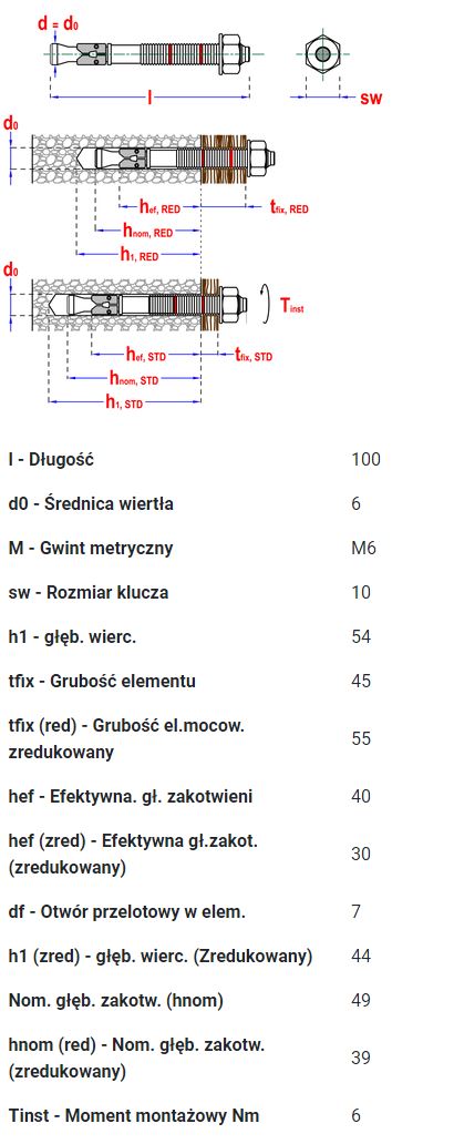 Kotwa pierścieniowa smart S-TB7 6*100/45-55 ocynk biały