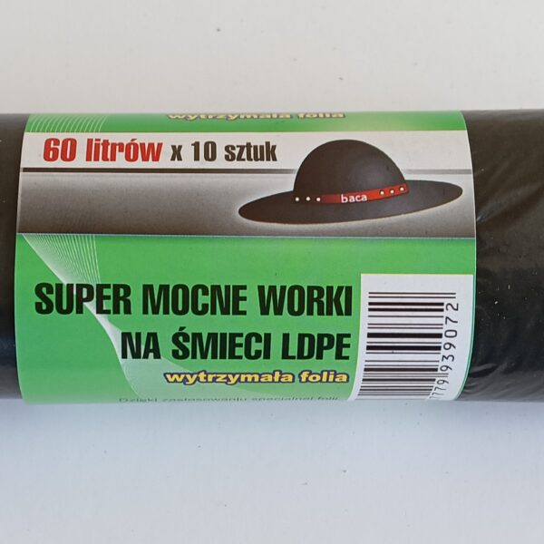 Worki na śmieci 60L 60*80LD czarne 10 sztuk
