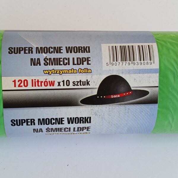 Worki na śmieci 120L 70*110 zielone 10 sztuk