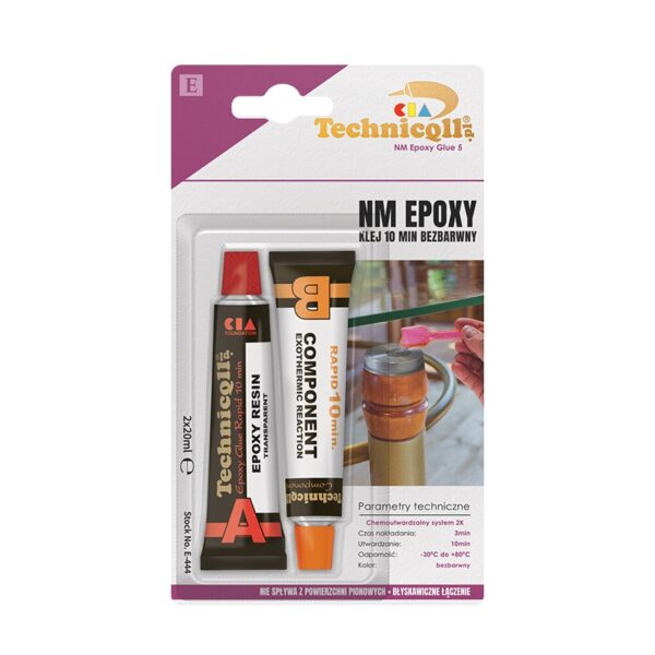 Klej epoksydowy bezbarwny 2*20ml 10MIN.