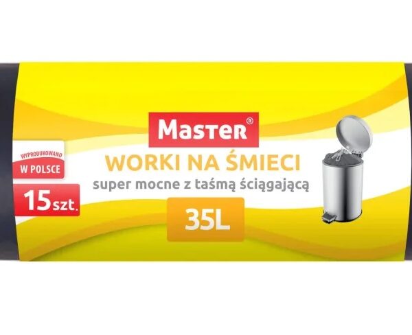 Worki na odpady HD 35L z taśmą ściągającą - super mocne