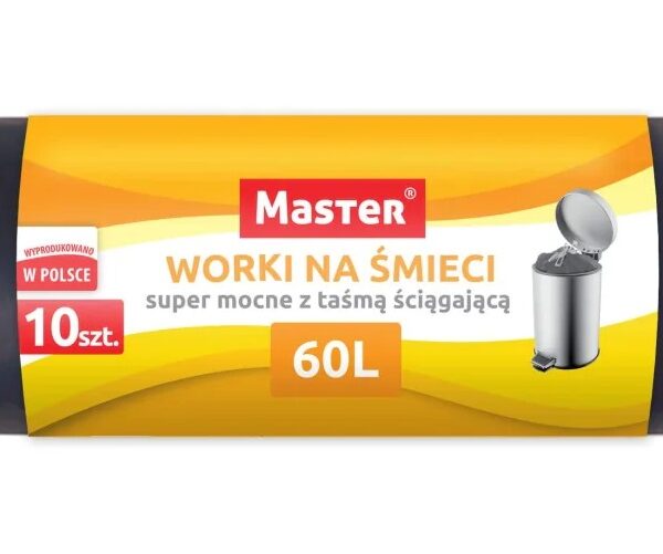 Worki na odpady HD 60L z taśmą ściągającą - super mocne
