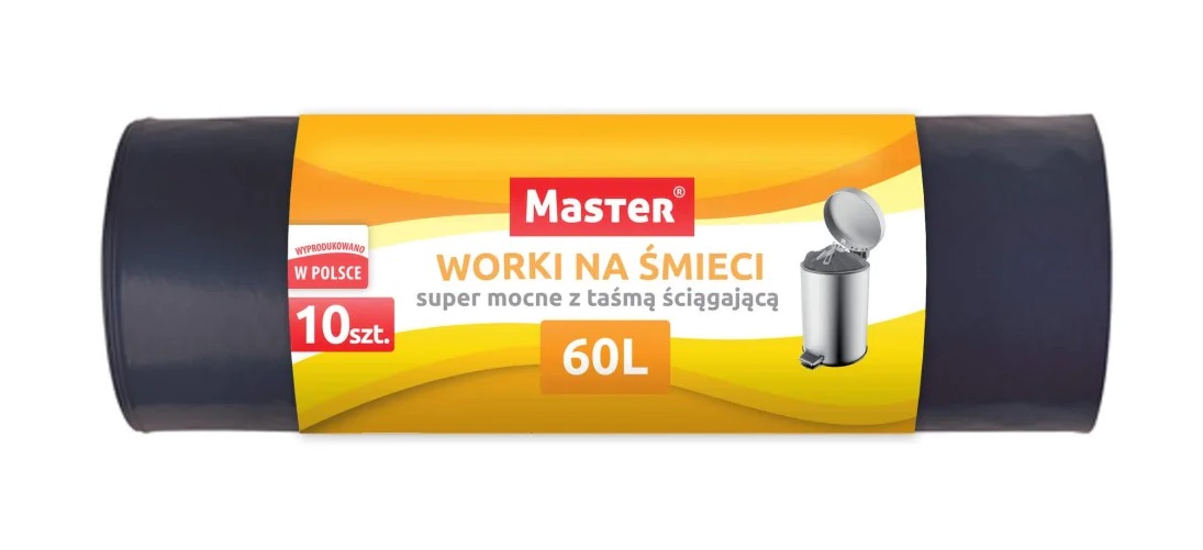 Worki na odpady HD 60L z taśmą ściągającą - super mocne